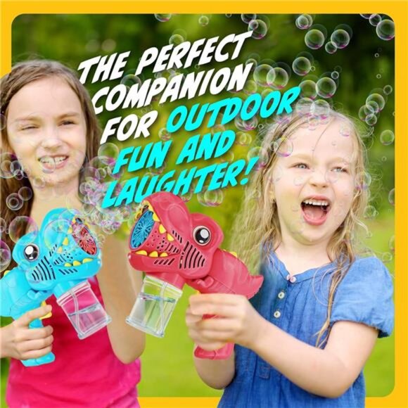 Dino Bubble Guns for Kids - 2 Pack - Bubbles Gun, Blaster, Blower, Makerr Ages 3 - Picture 7 of 8